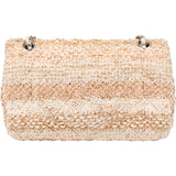 Chanel Quilted Tweed Palladium Medium Double Flap Crossbody Bag