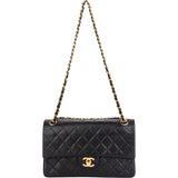 Chanel Quilted Lambskin 24K Gold Lagerfeld Double Flap Shoulder Bag