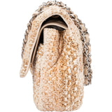 Chanel Quilted Tweed Palladium Medium Double Flap Crossbody Bag