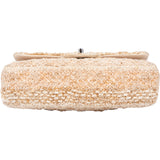 Chanel Quilted Tweed Palladium Medium Double Flap Crossbody Bag