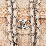 Chanel Quilted Tweed Palladium Medium Double Flap Crossbody Bag