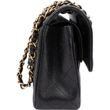 Chanel Quilted Caviar Leather Small Double Flap Crossbody Bag