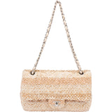 Chanel Quilted Tweed Palladium Medium Double Flap Crossbody Bag