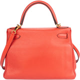 Hermes Togo Leather Kelly 28 2015 Bandouliere Coral Red