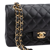 Chanel Quilted Caviar Leather Small Double Flap Crossbody Bag