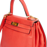 Hermes Togo Leather Kelly 28 2015 Bandouliere Coral Red