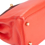 Hermes Togo Leather Kelly 28 2015 Bandouliere Coral Red