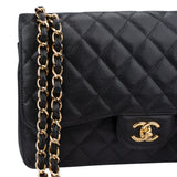 Chanel Quilted Caviar Jumbo Double Flap Crossbody Bag