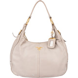 Prada Grey Leather Vitello Hobo Bag