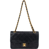 Chanel Quilted Lambskin 24K Gold Small Double Flap Crossbody Bag