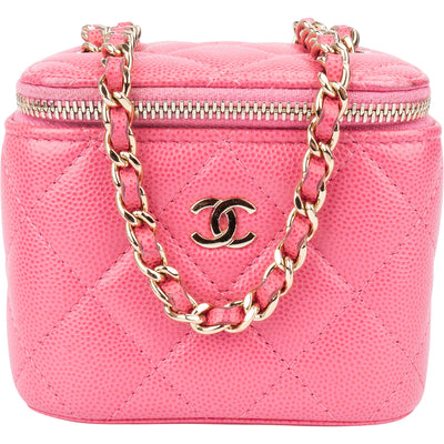Chanel Quilted Caviar Leather Mini Vanity Crossbody Bag - vintageandkickz