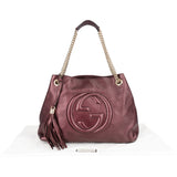 Gucci Leather GG Soho Metallic Purple Crossbody Bag