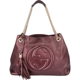 Gucci Leather GG Soho Metallic Purple Crossbody Bag