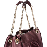Gucci Leather GG Soho Metallic Purple Crossbody Bag