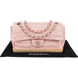 Chanel Quited Tweed Palladium Espadrilles Single Flap Crossbody Bag