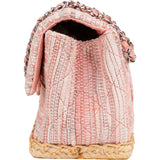 Chanel Quited Tweed Palladium Espadrilles Single Flap Crossbody Bag