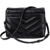Saint Laurent Black Leather Mini Lou Lou Crossbody Bag