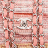 Chanel Quited Tweed Palladium Espadrilles Single Flap Crossbody Bag