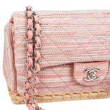 Chanel Quited Tweed Palladium Espadrilles Single Flap Crossbody Bag