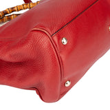 Gucci Red Leather Bamboo Handbag