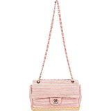 Chanel Quited Tweed Palladium Espadrilles Single Flap Crossbody Bag