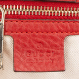 Gucci Red Leather Bamboo Handbag