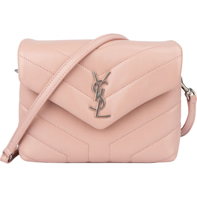 Saint Laurent Rose Leather Lou Lou Crossbody Bag - vintageandkickz