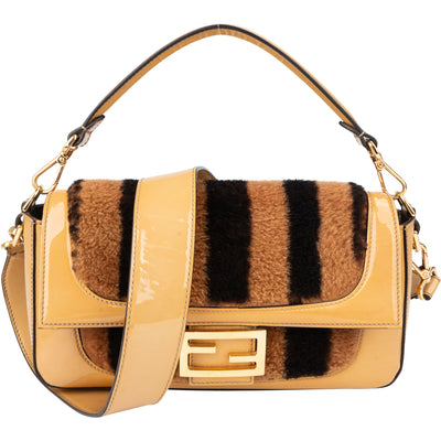 Fendi Shearling Baguette Buckle Handbag
