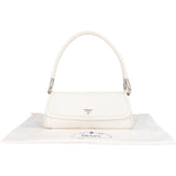 Prada White Premium Leather Triangle Shoulder Bag
