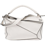 Loewe White Leather Puzzle Handbag