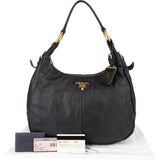 Prada Black Leather Hobo Bag
