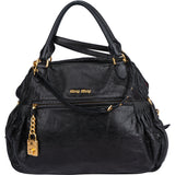 Miu Miu Black Leather Padlock Handbag