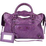 Balenciaga Purple Leather City Handbag