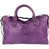 Balenciaga Purple Leather City Handbag