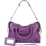 Balenciaga Purple Leather City Handbag