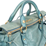 Miu Miu Blue Leather City Handbag