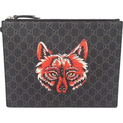 Gucci GG Monogram Wolf Clutch - vintageandkickz