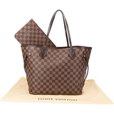 Louis Vuitton Damier Ebene Monogram Neverfull MM Shopper Handbag