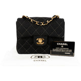 Chanel Quilted Cotton 24K Gold Mini Single Flap Crossbody Bag