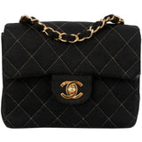 Chanel Quilted Cotton 24K Gold Mini Single Flap Crossbody Bag