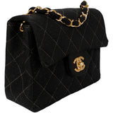 Chanel Quilted Cotton 24K Gold Mini Single Flap Crossbody Bag