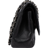 Chanel Quilted Caviar Leather Palladium Jumbo Double Flap Crossbody Bag