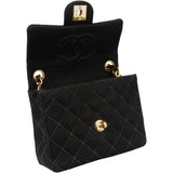 Chanel Quilted Cotton 24K Gold Mini Single Flap Crossbody Bag