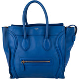 Celine Blue Leather Luggage Handbag