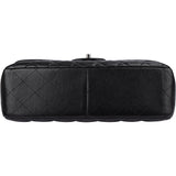 Chanel Quilted Caviar Leather Palladium Jumbo Double Flap Crossbody Bag