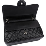 Chanel Quilted Caviar Leather Palladium Jumbo Double Flap Crossbody Bag