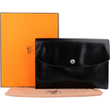 Hermès Noir Box Calfskin Rio Piano Clutch