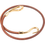 Hermès Gold Plated Leather Jumbo Hook Women Bracelet