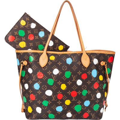 Louis Vuitton Canvas Dots Monogram Yayoi Kusama Neverfull MM Shopper Handbag