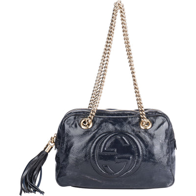 Gucci GG Patent Leather Soho Chain Shoulder Bag - vintageandkickz